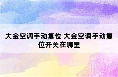 大金空调手动复位 大金空调手动复位开关在哪里